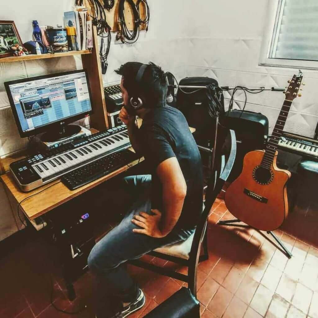 musician in his studio